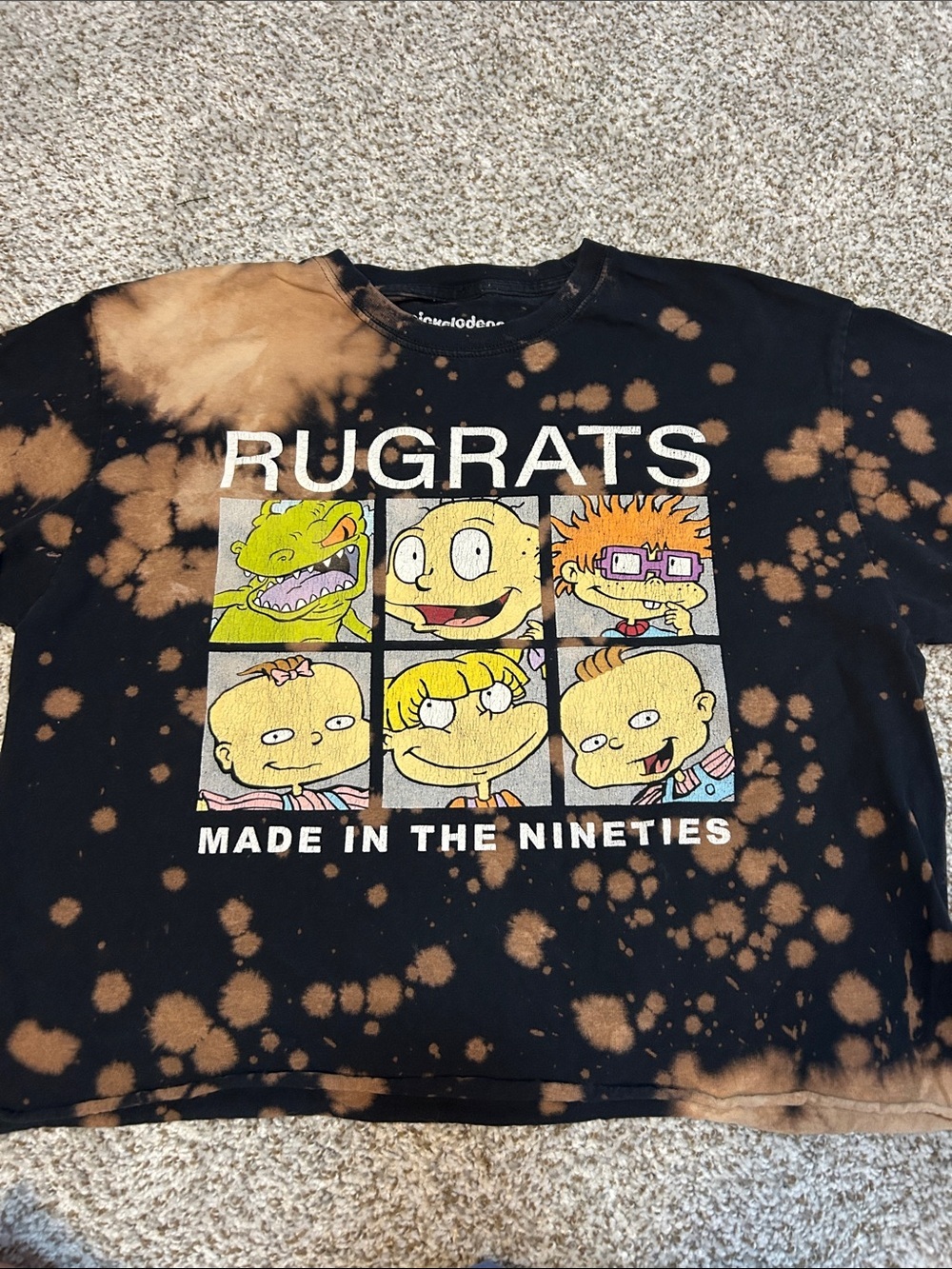 Nickelodeon Rugrats Black and Bleach-Splatter Tee